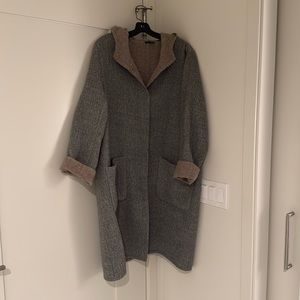 Two-tone Eileen Fisher Baby Alpaca blend coat XL